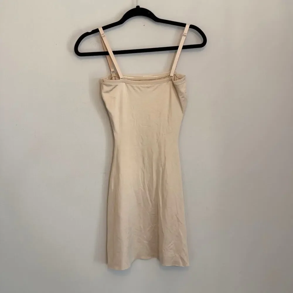 Spanx Full Shapewear Slip Dress Small Nude Tan Smoothing Shaping Undergarment